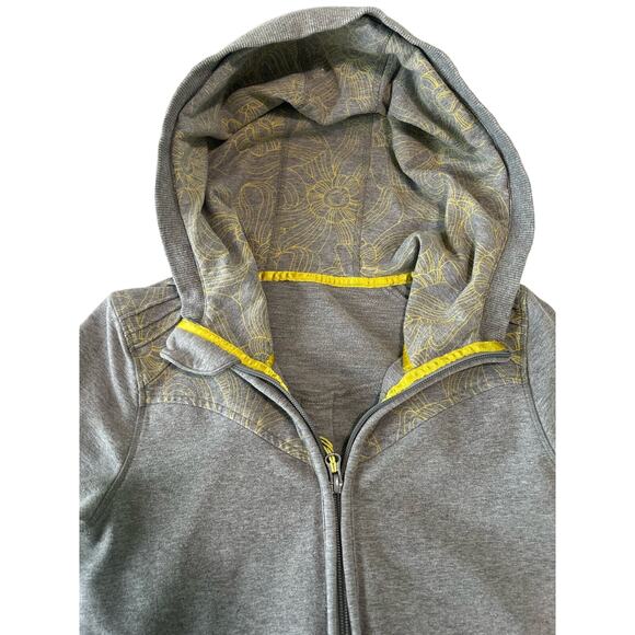 Lululemon Scuba Cotton Full Zip Up Hooded Jacket Grey Yellow Floral Size Small 6 - Picture 8 of 14